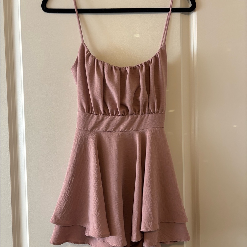 Windsor Dusty Rose Spaghetti Strap Tiered Dress